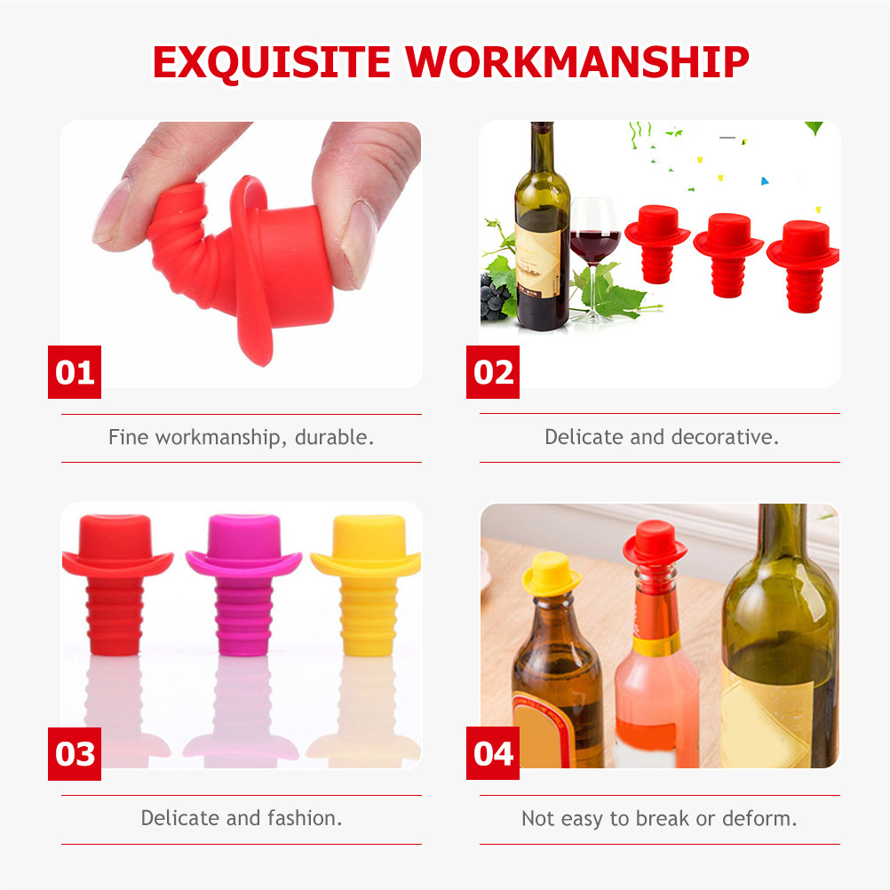 4 ชิ้น จุกปิดขวดไวน์ซิลิโคน ดี - Wine Beer Hat บทวิจารณ์และราคา